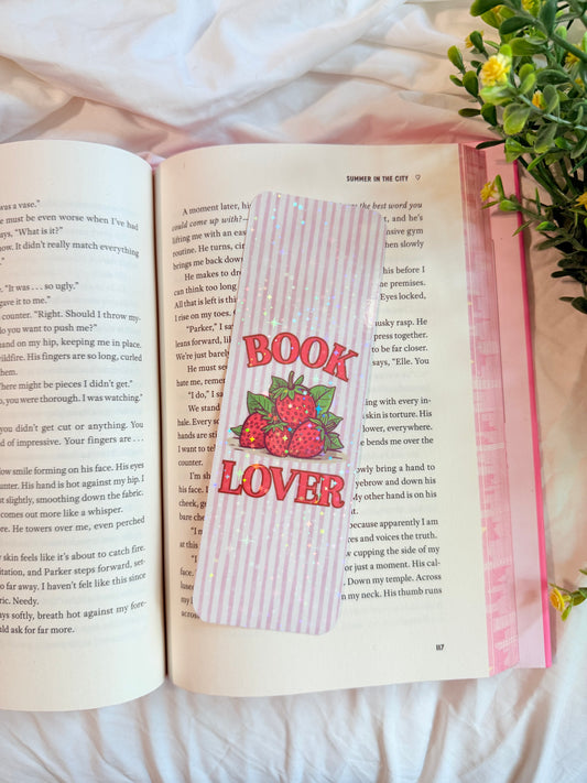BOOK LOVER STRAWBERRY HOLOGRAPHIC BOOKMARK