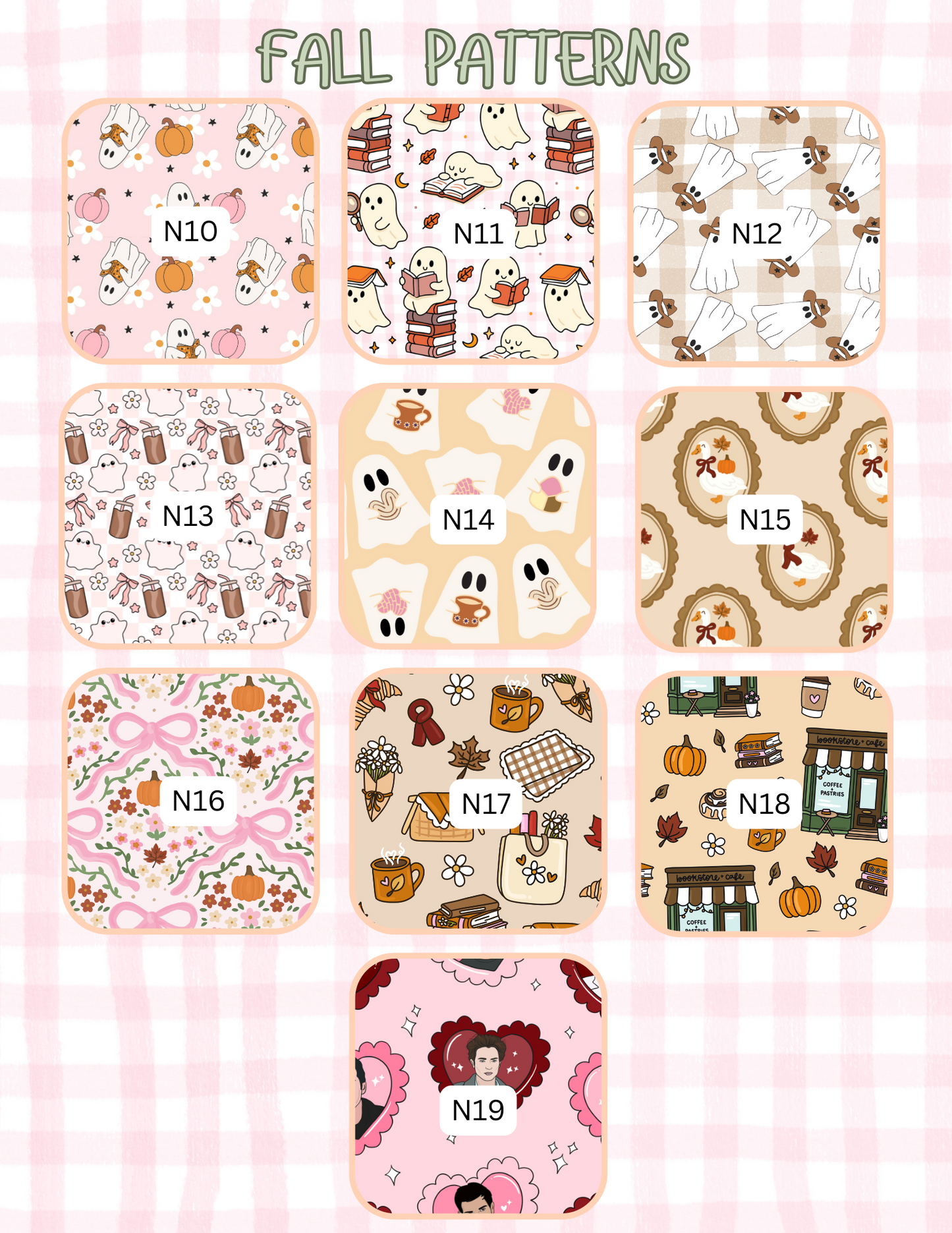 FALL PATTERNS ALL SIZES SLEEVES/POUCHES