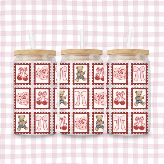 BEAR STAMPS GLASS CUP