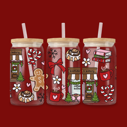 CHRISTMAS READING GLASS CUP