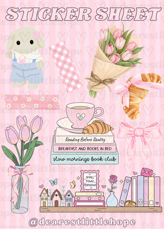 BOOKISH SLOW MORNINGS STICKER SHEET 4.58IN X 6.41IN
