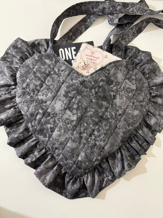 BLACK/GRAY  HEART BOOK BAG