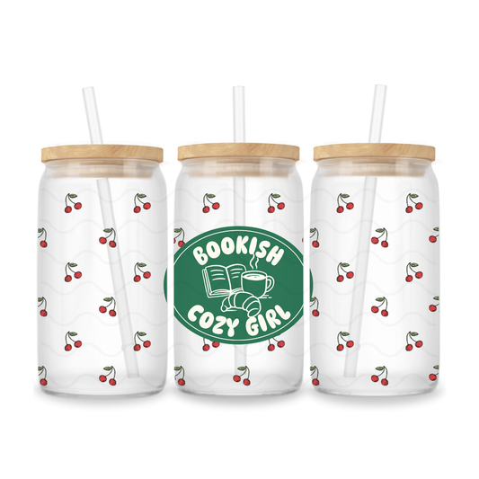 BOOKISH COZY GIRL GLASS CUP