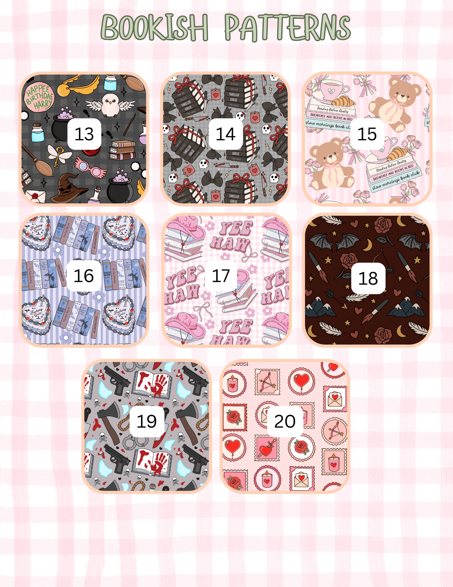 BOOKISH PATTERNS ALL SIZES SLEEVES/POUCHES