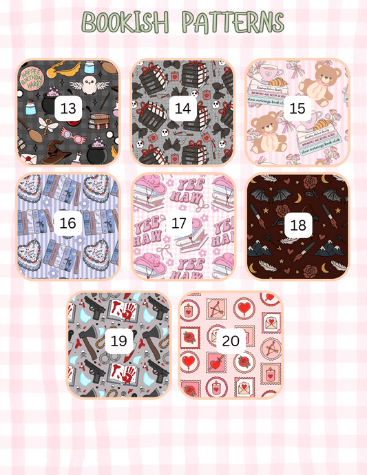 BOOKISH PATTERNS ALL SIZES SLEEVES/POUCHES