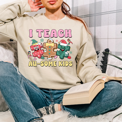 I TEACH AUSOME KIDS CHRISTMAS  ADULT SIZE (SHIRT/CREWNECK)