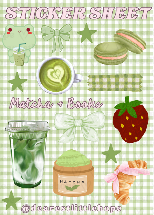 MATCHA STICKER SHEET 4.58IN X 6.41IN