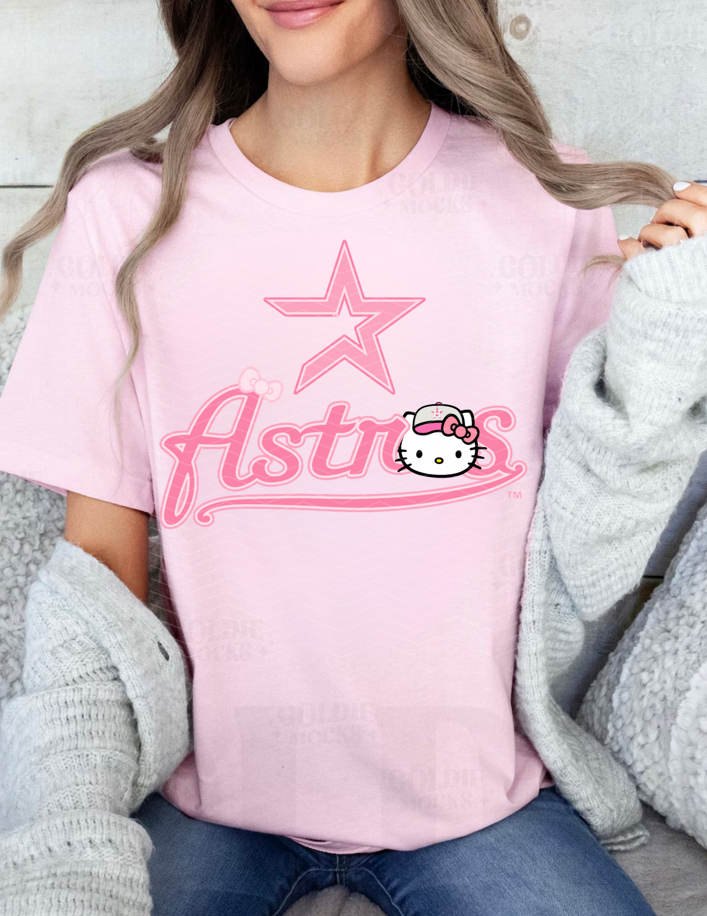 HELLO KITTY PINK DESIGN - ASTROS ADULT (SHIRT/CREWNECK)