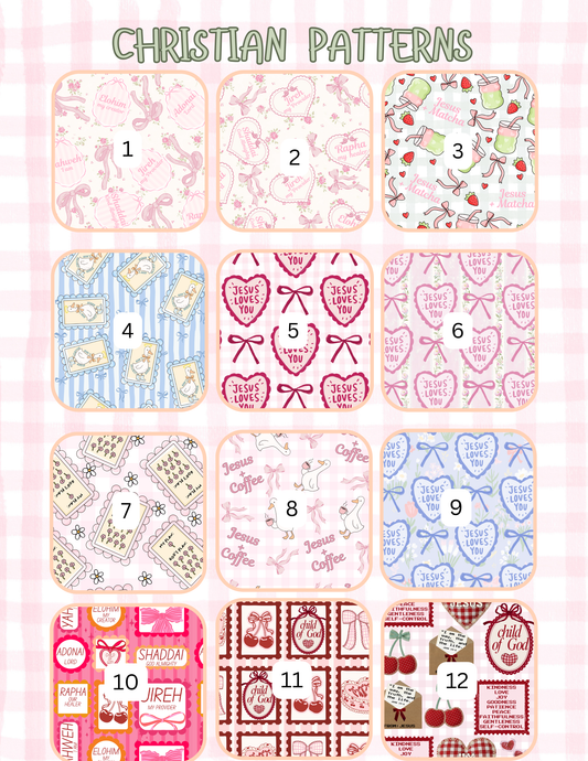 FAITH BASED/CHRISTIAN PATTERNS ALL SIZES SLEEVES/POUCHES