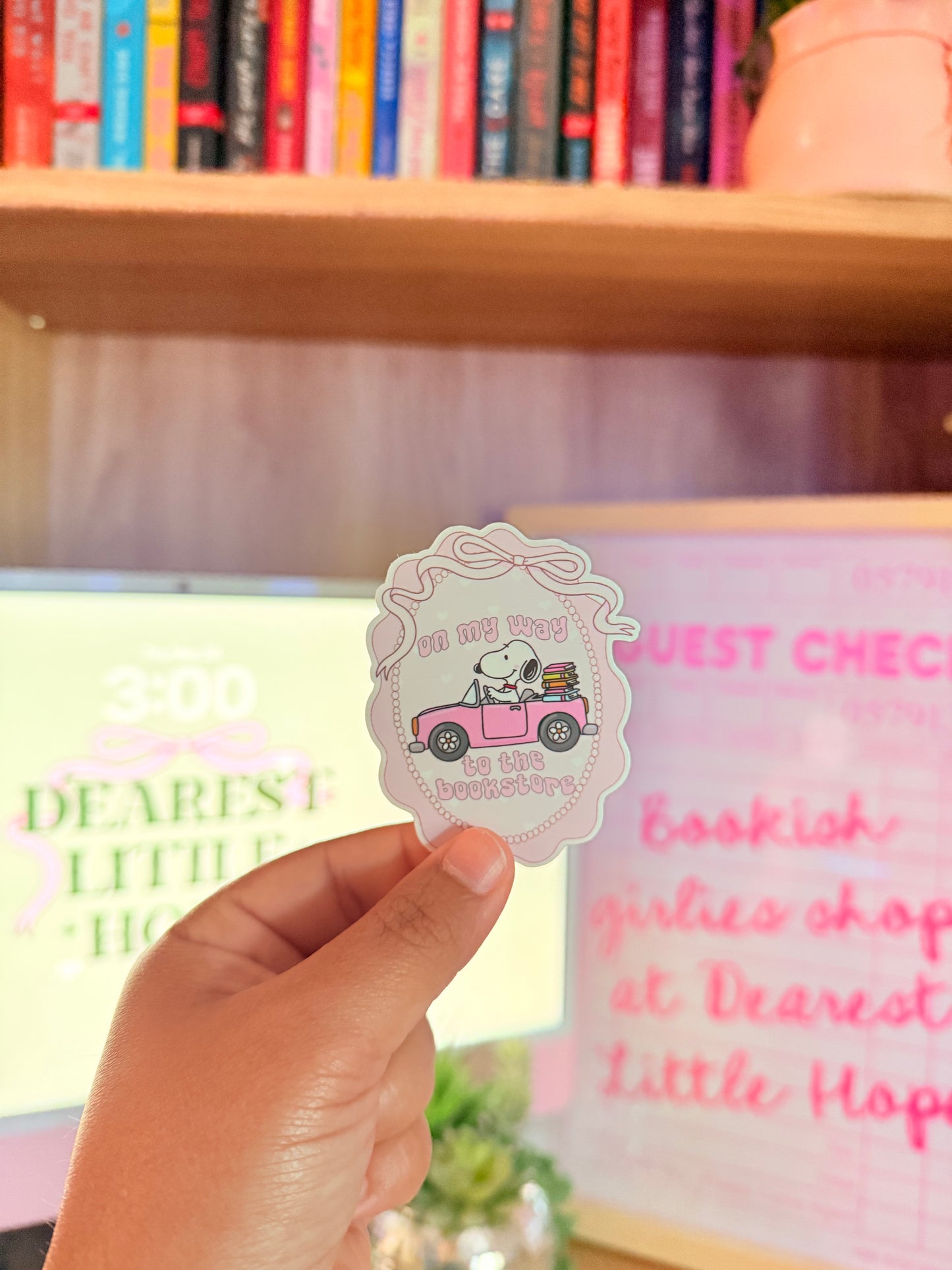 ON MY WAY TO THE BOOKSTORE CUTE DOG STICKER