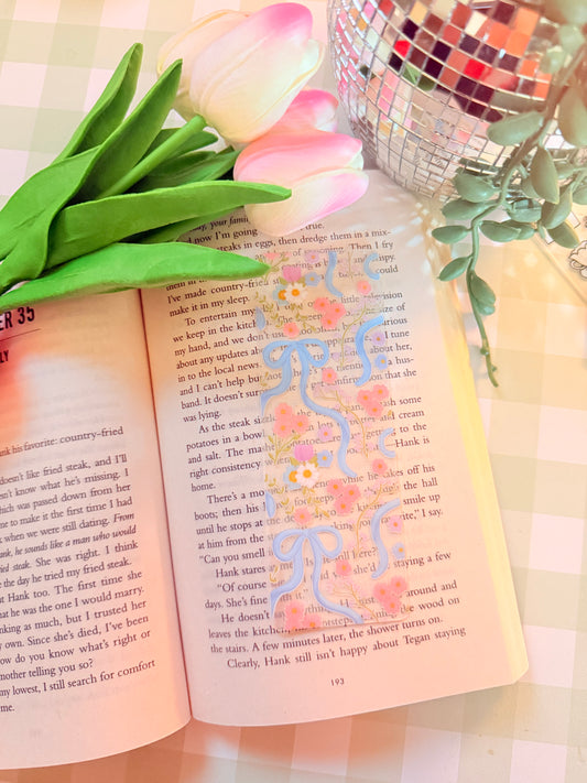 BLUE BOWS ACRYLIC BOOKMARK