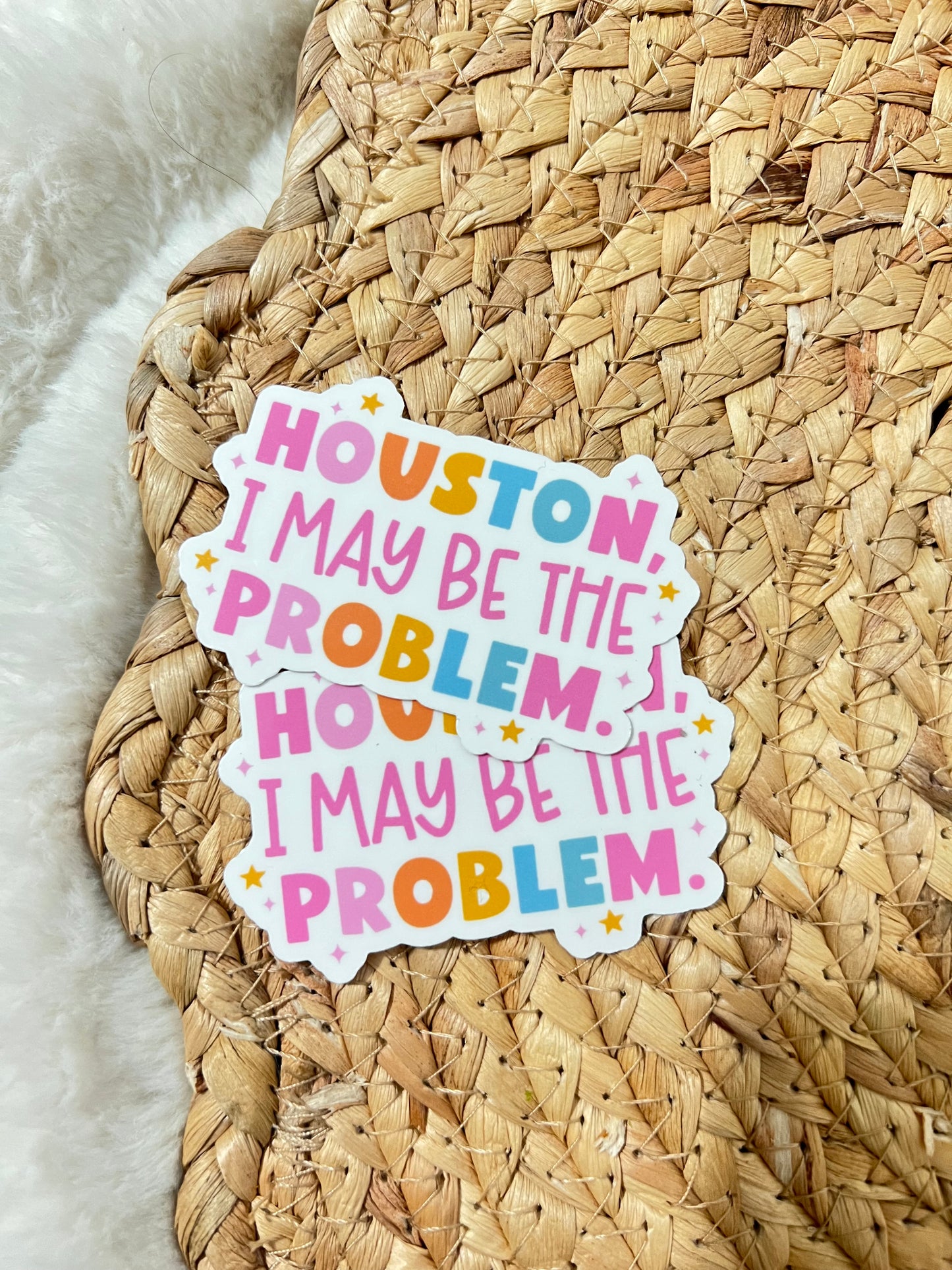 HOUSTON I MAY BE THE PROBLEM STICKER