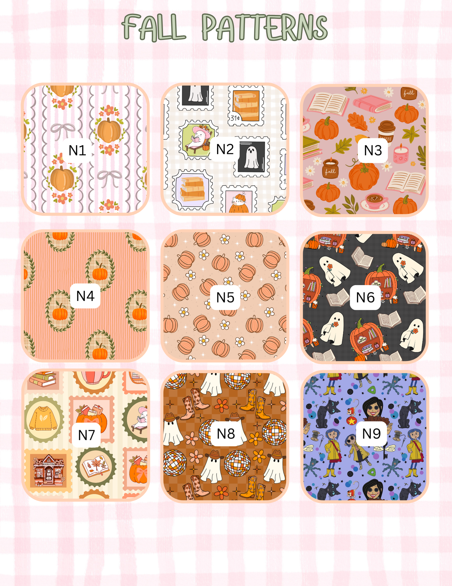 FALL PATTERNS ALL SIZES SLEEVES/POUCHES
