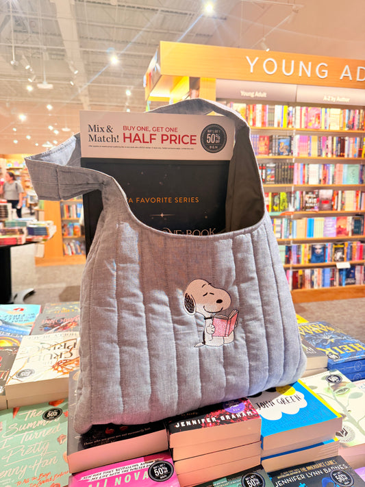 CUTE DOG BOOKISH EMBROIDERED BAG