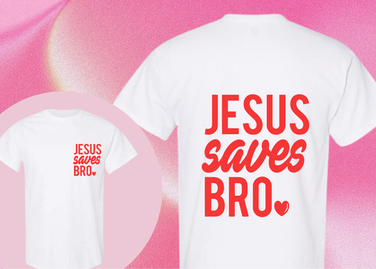 JESUS SAVES BRO ADULT T-SHIRT