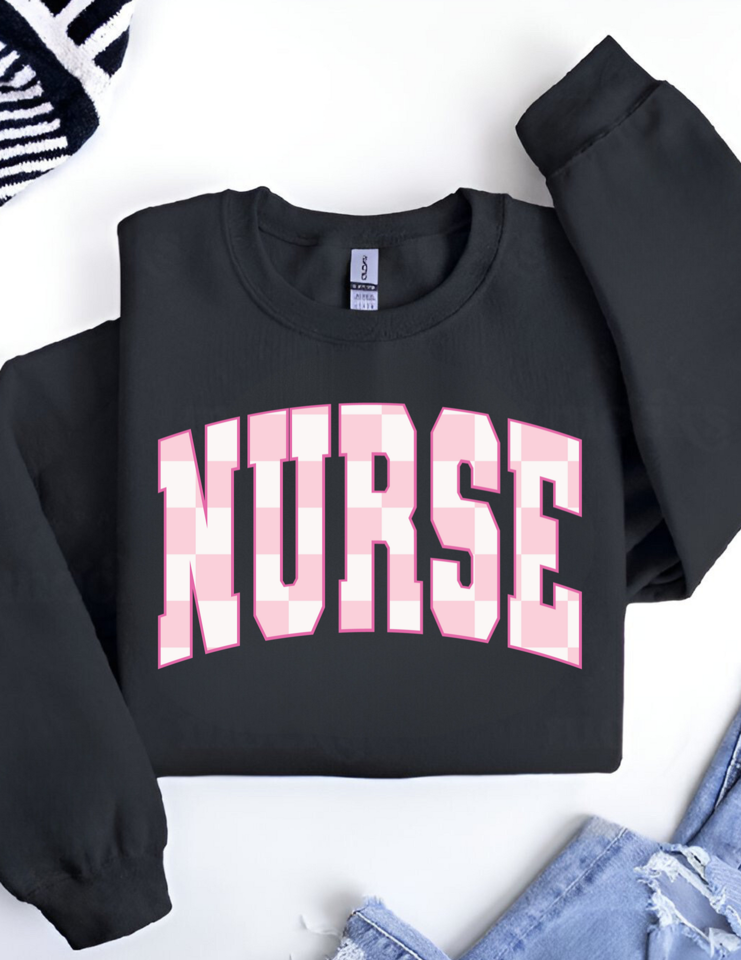 NURSE CHECKERED ADULT (SHIRT/CREWNECK)