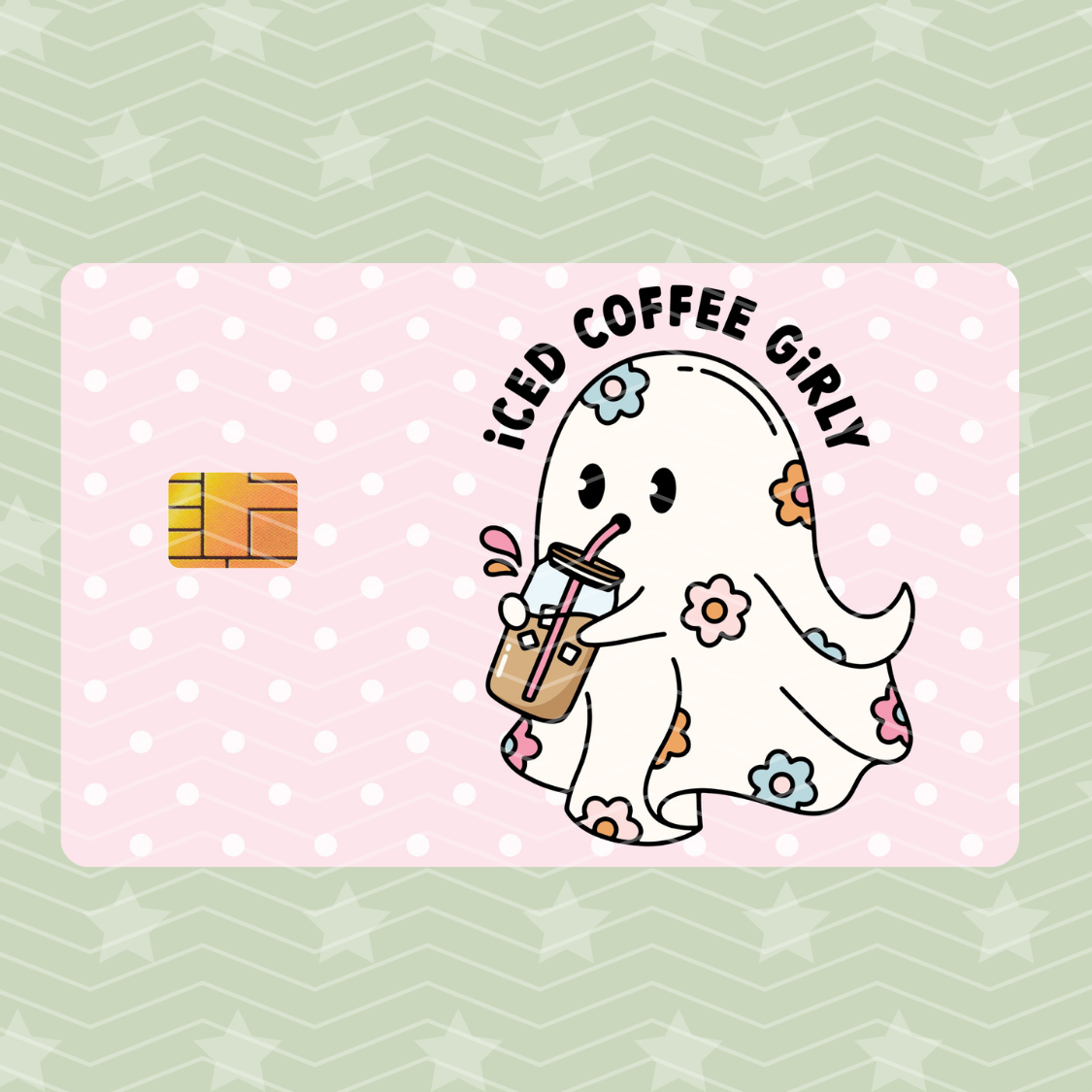 ICED COFFEE GIRLY CARD SKIN HOLOGRAPHIC