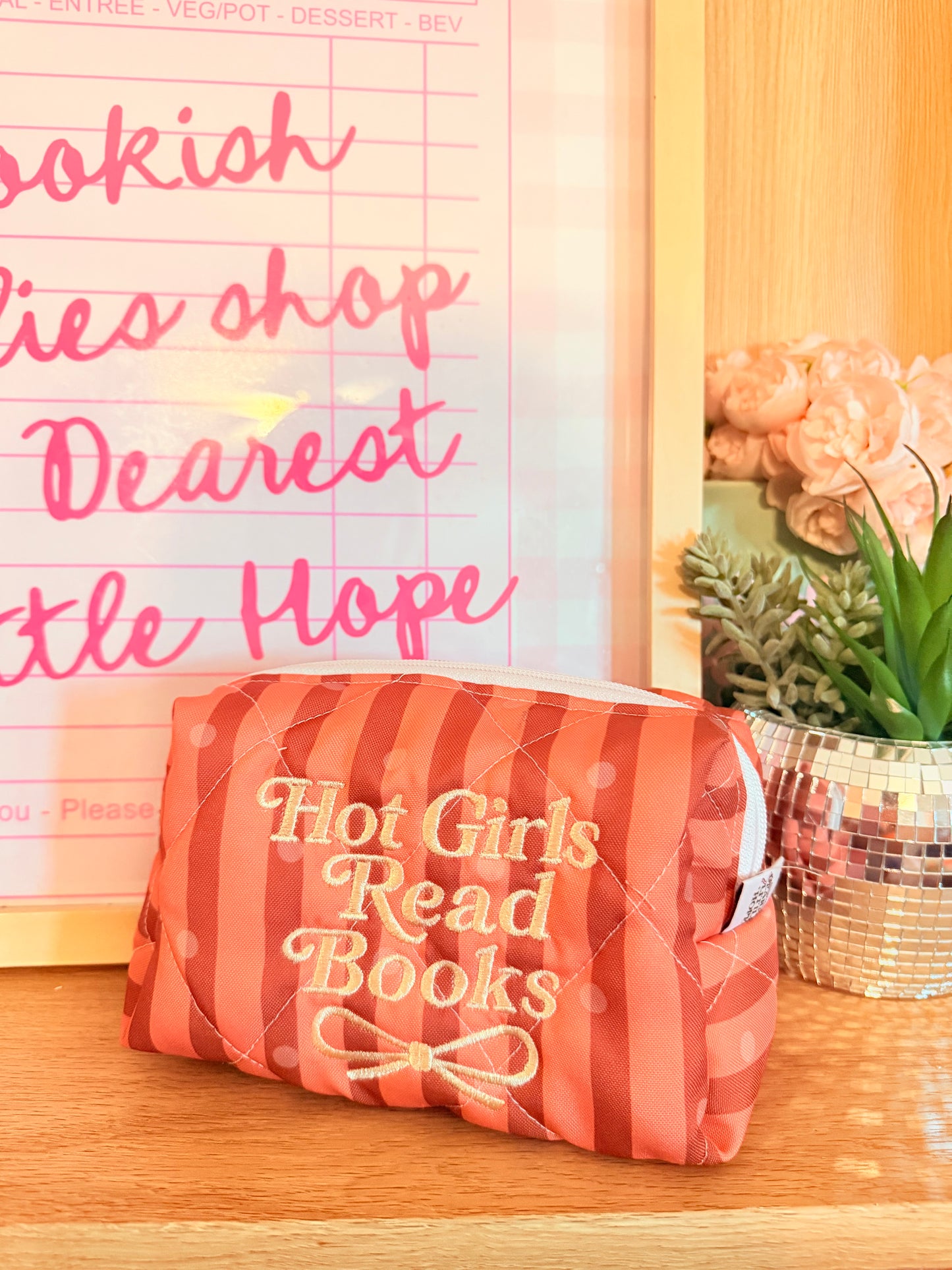 HOT GIRLS READ BOOKS EMBROIDERED XL POUCH