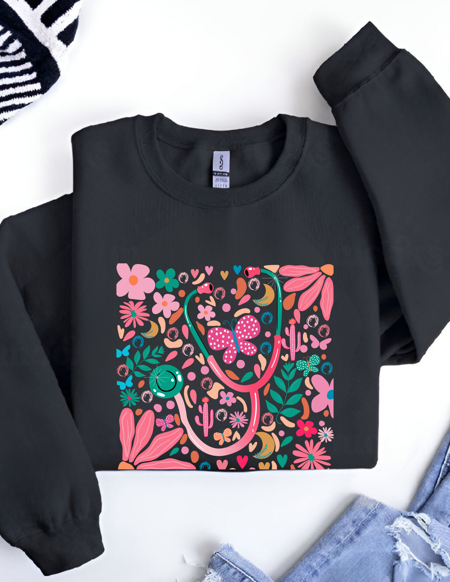 NURSE FLORAL ADULT (SHIRT/CREWNECK)