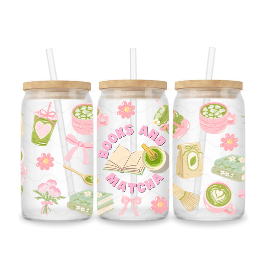 BOOKS AND MATCHA GLASS CUP