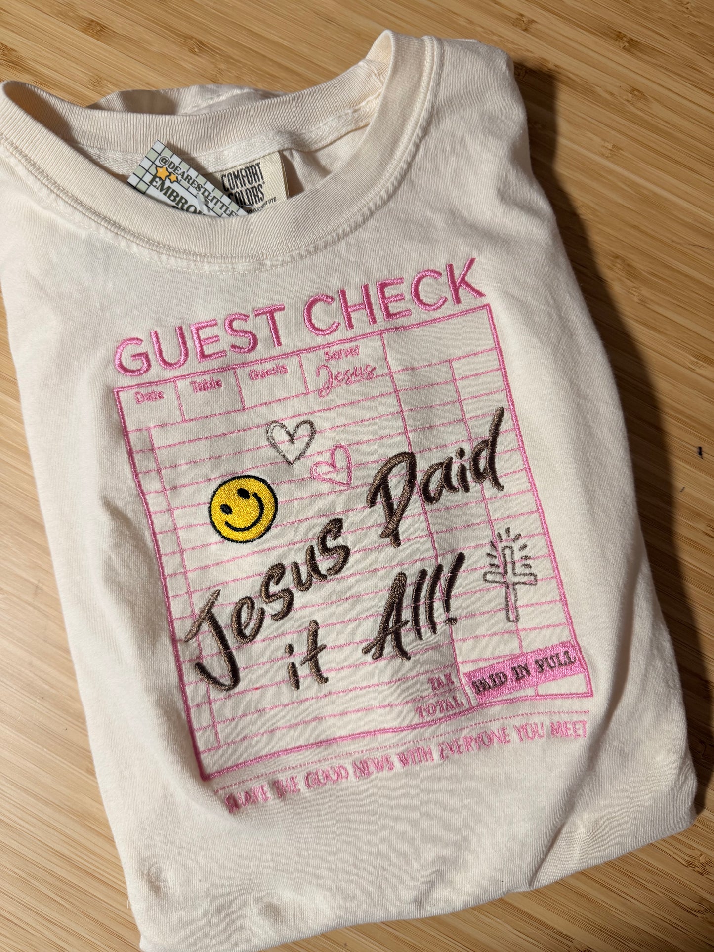 JESUS PAID IT ALL EMBROIDERED ADULT SIZE (COMFORT COLOR IVORY)