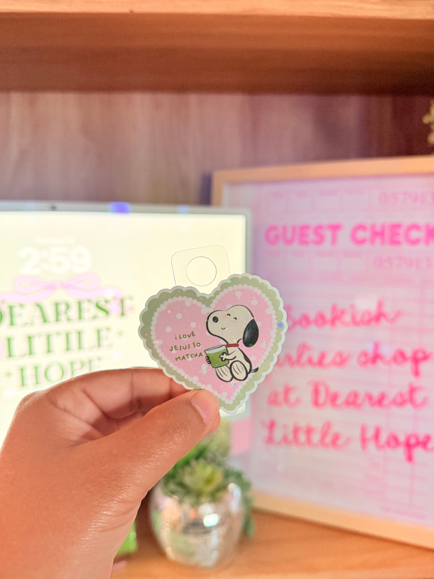 I LOVE JESUS SO MATCHA CUTE DOG HOLOGRAPHIC STICKER
