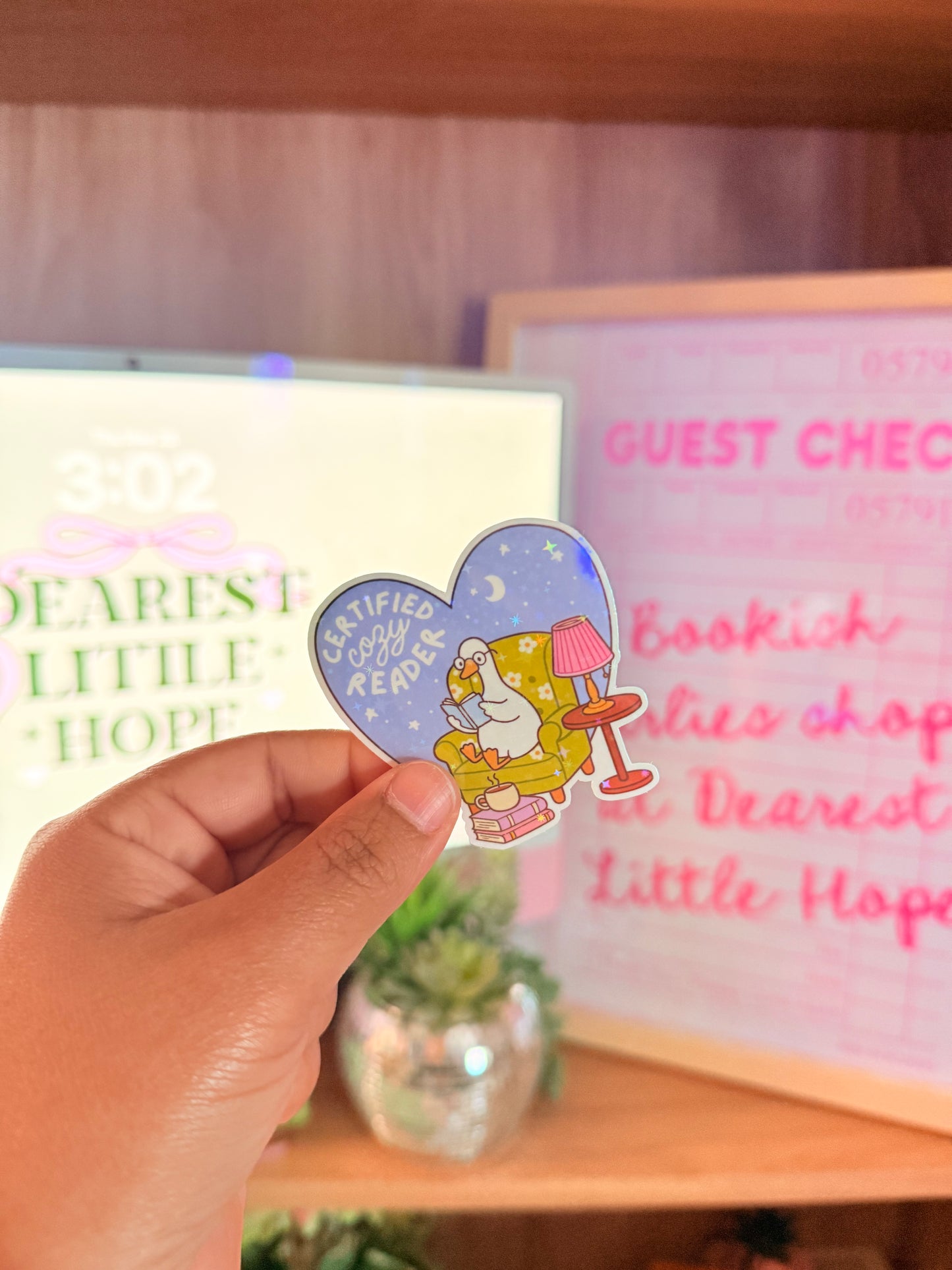 COZY READER HOLOGRAPHIC STICKER