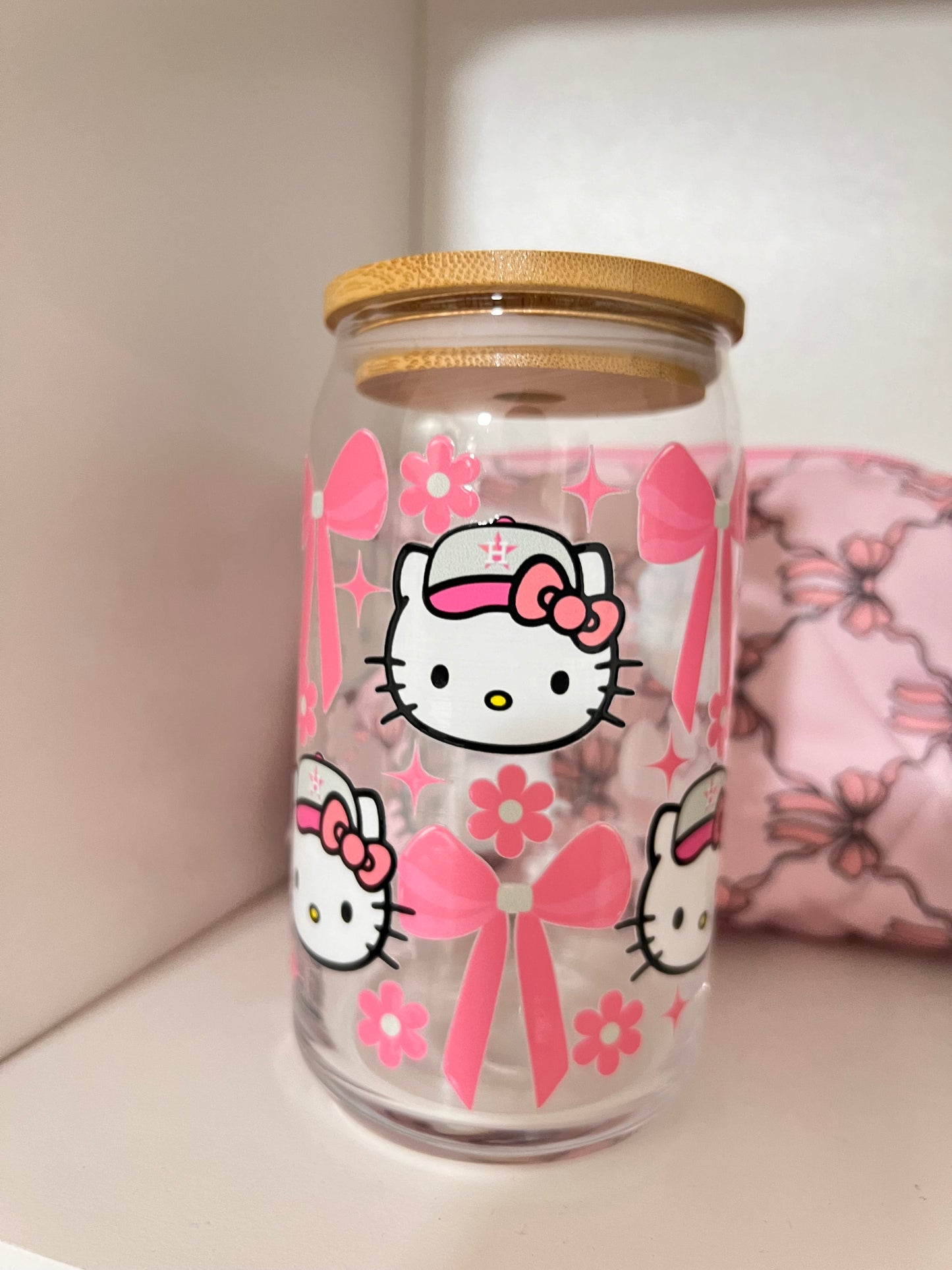 HELLO KITTY ASTROS GLASS CUP 16 OZ