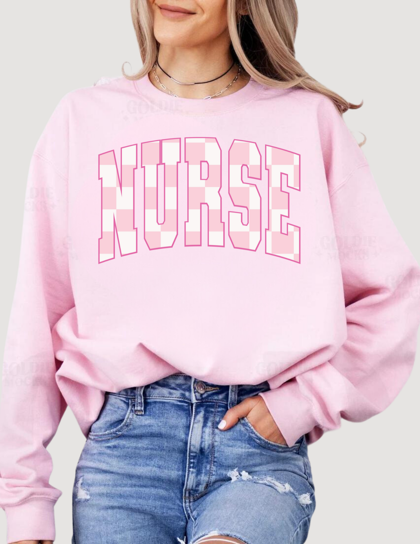 NURSE CHECKERED ADULT (SHIRT/CREWNECK)