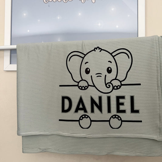 Elephant Design Custom Name Blanket