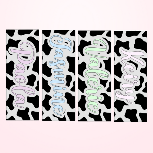 CUSTOM NAME COW PRINT ACRYLIC BOOKMARK