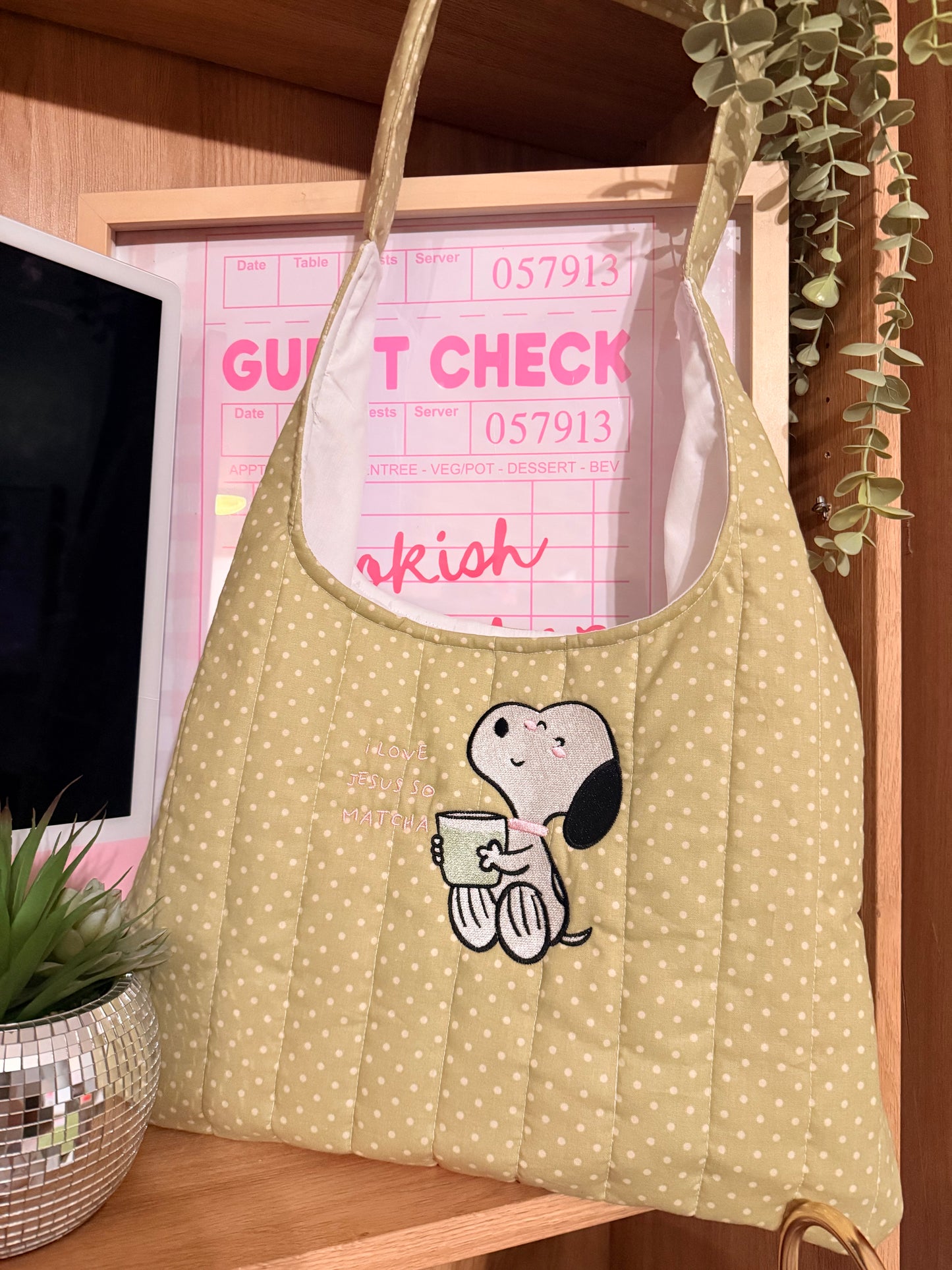 I LOVE JESUS SO MATCHA POLKADOT BAG