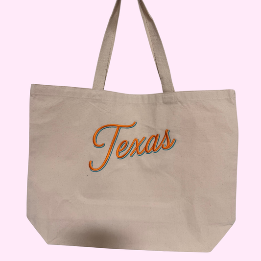 TEXAS EMBROIDERED CANVAS TOTE