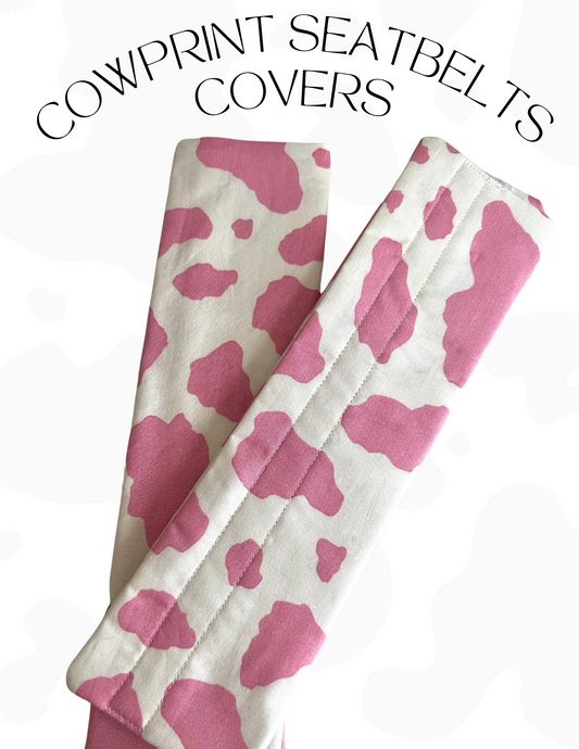 PINK COW PRINT SEATBELT COVER