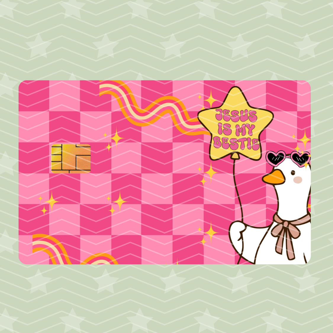 JESUS IS MY BESTIE CARD SKIN HOLOGRAPHIC