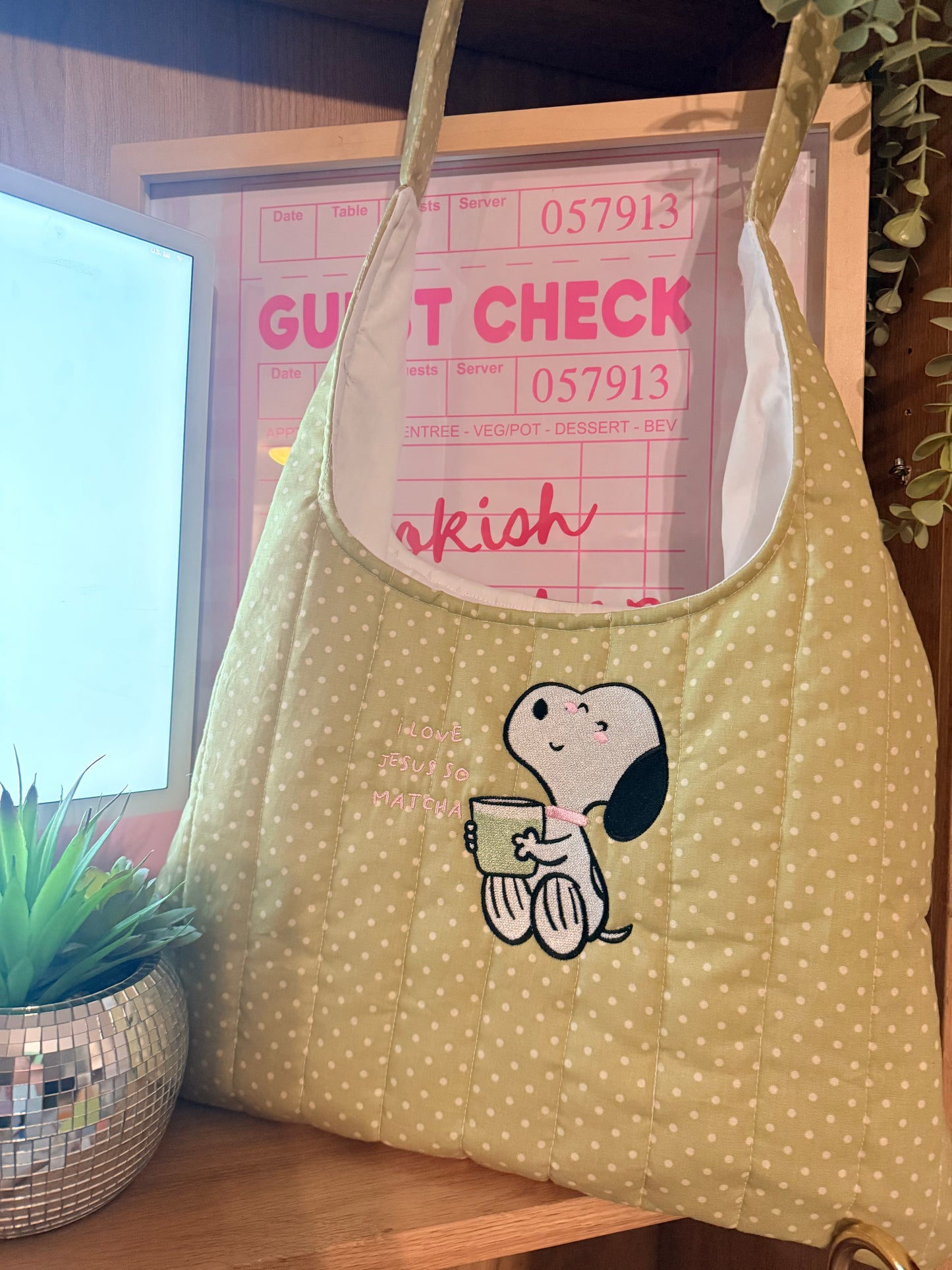 I LOVE JESUS SO MATCHA POLKADOT BAG