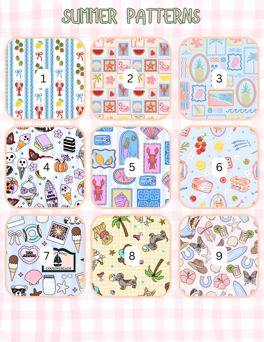 SUMMER PATTERNS ALL SIZES SLEEVES/POUCHES