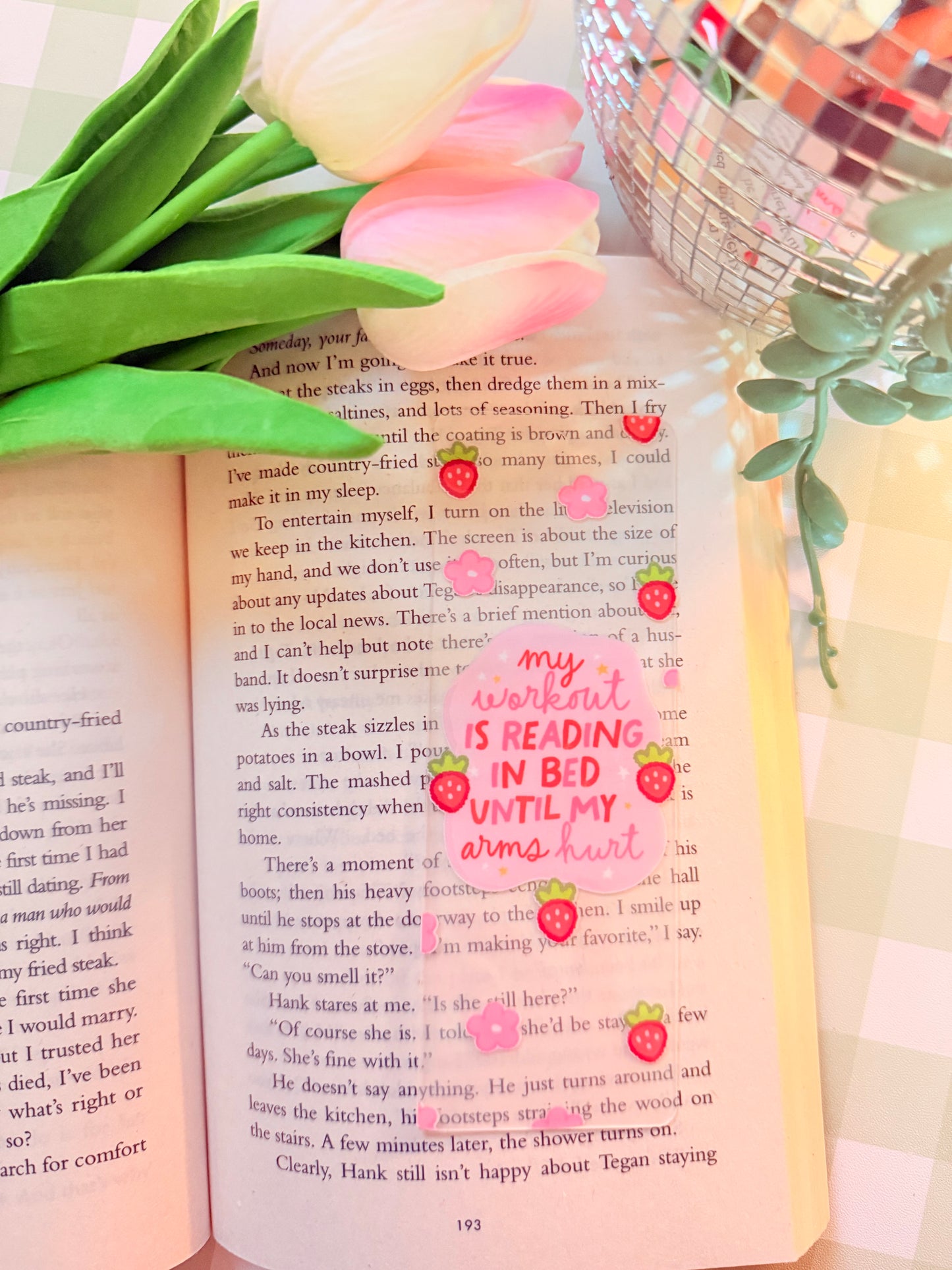 MY WORKOUT IS READING IN BED ACRYLIC BOOKMARK