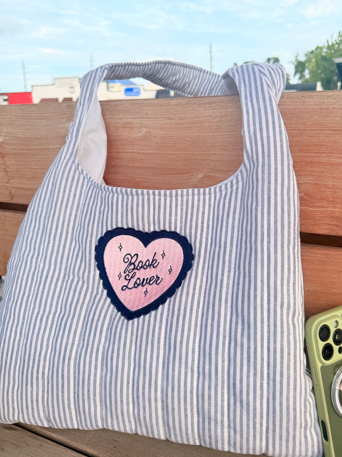 BOOK LOVER EMBROIDERED BAG