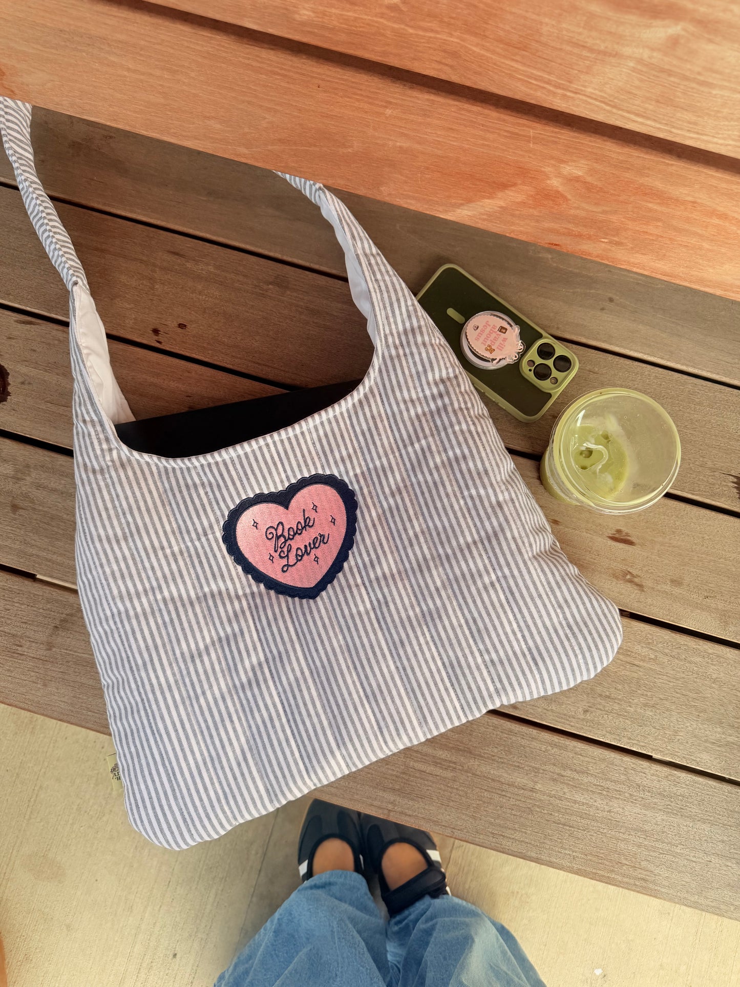 BOOK LOVER EMBROIDERED BAG