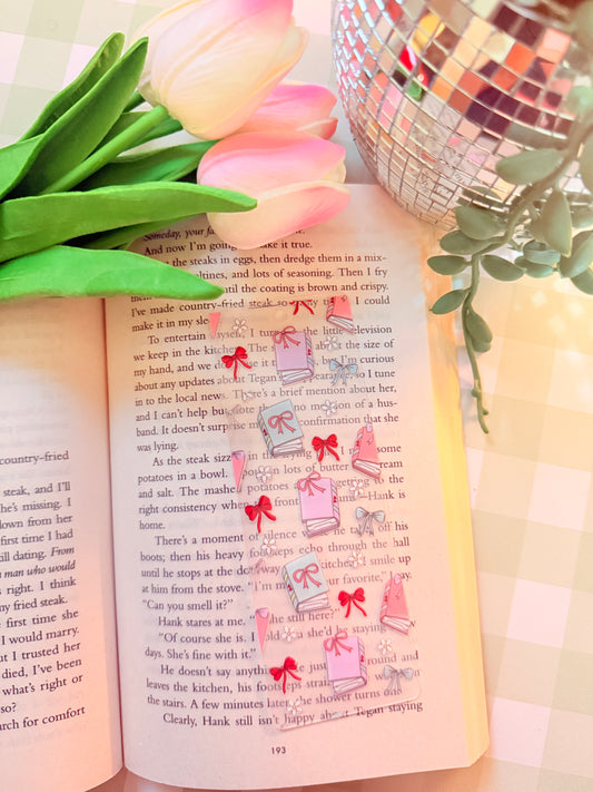 BOOKS AND BOWS ACRYLIC BOOKMARK