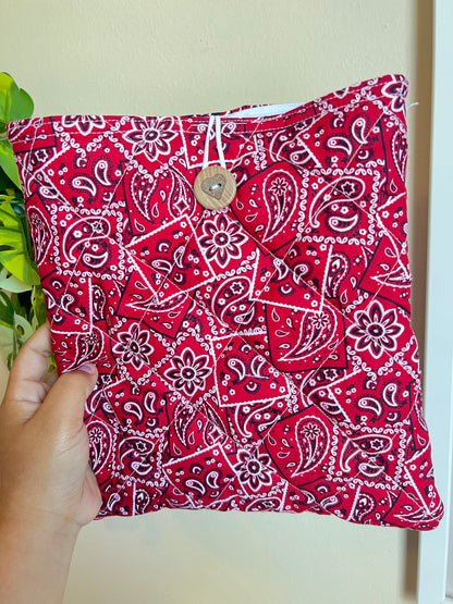 RED PAISLEY BOOK SLEEVE 10x9in