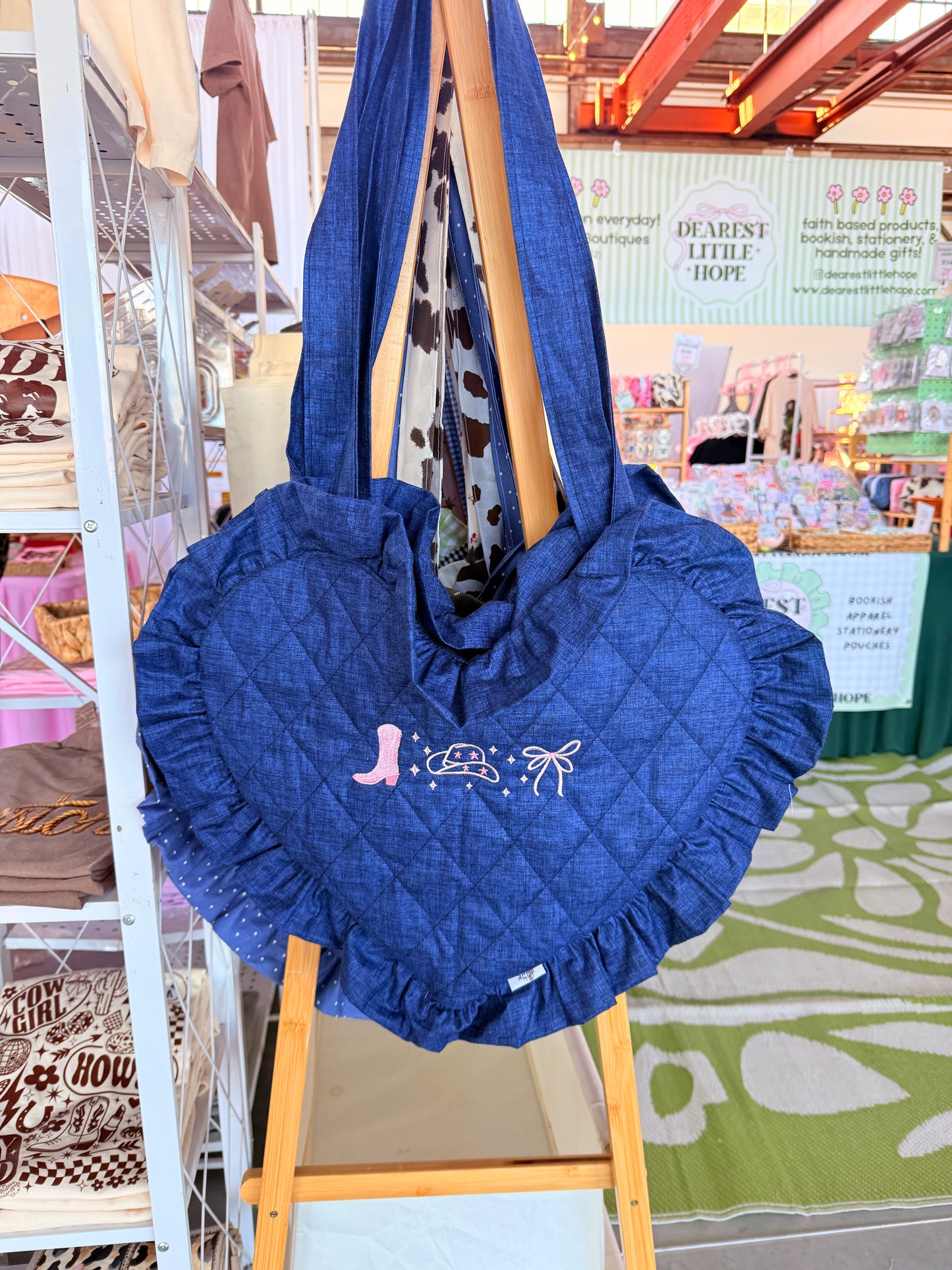 COWBOY EMBROIDERED HEART BOOK BAG