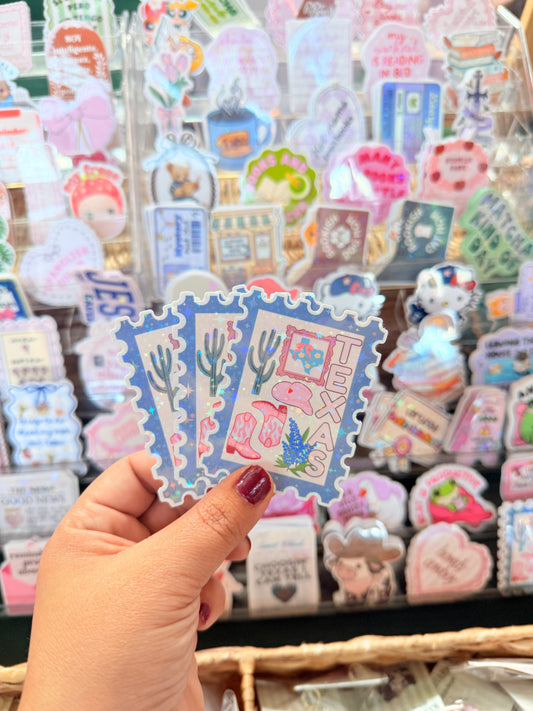TEXAS STAMP HOLOGRAPHIC STICKER