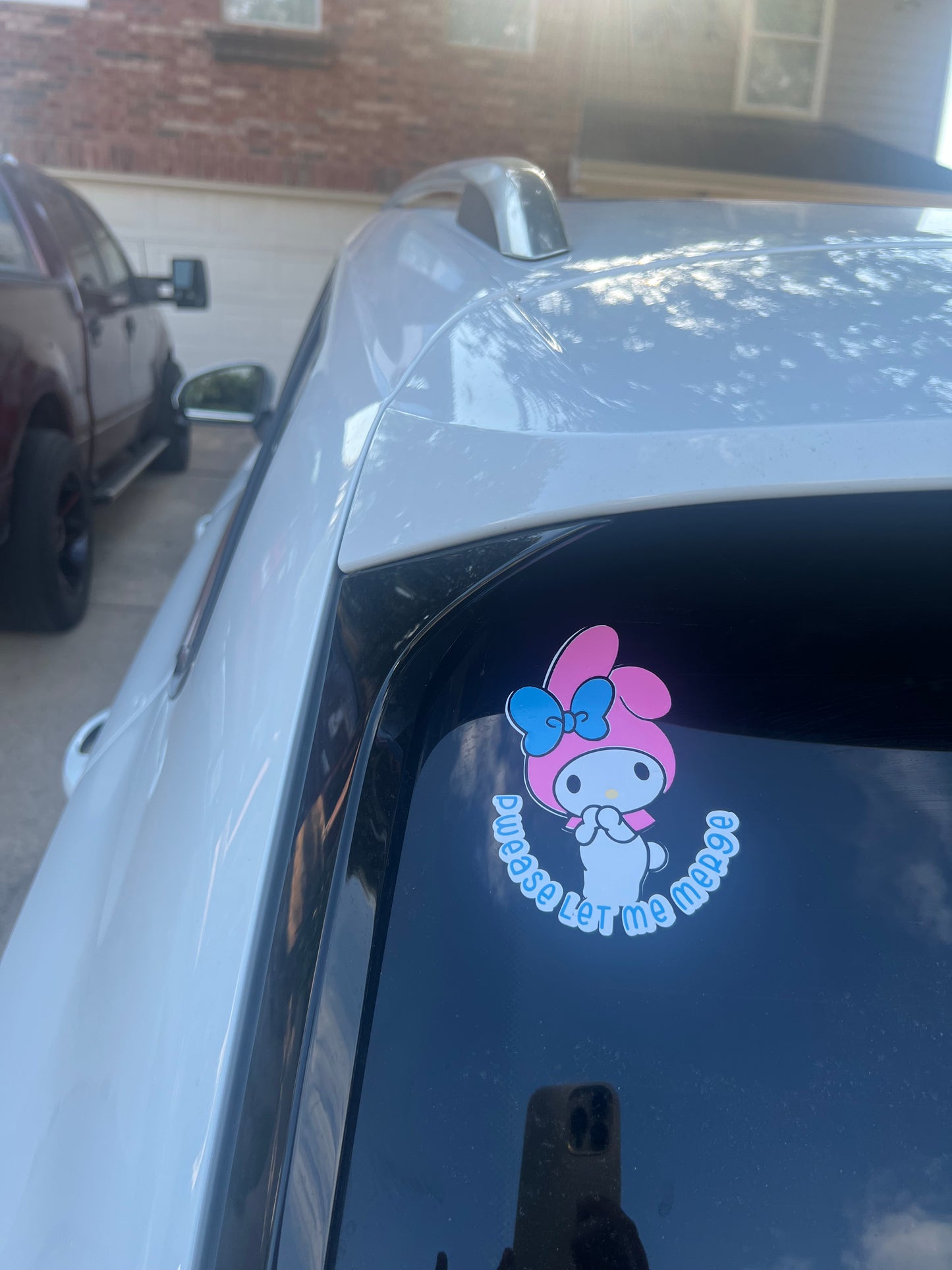 MY MELODY PWEASE LET ME MERGE CAR DECAL